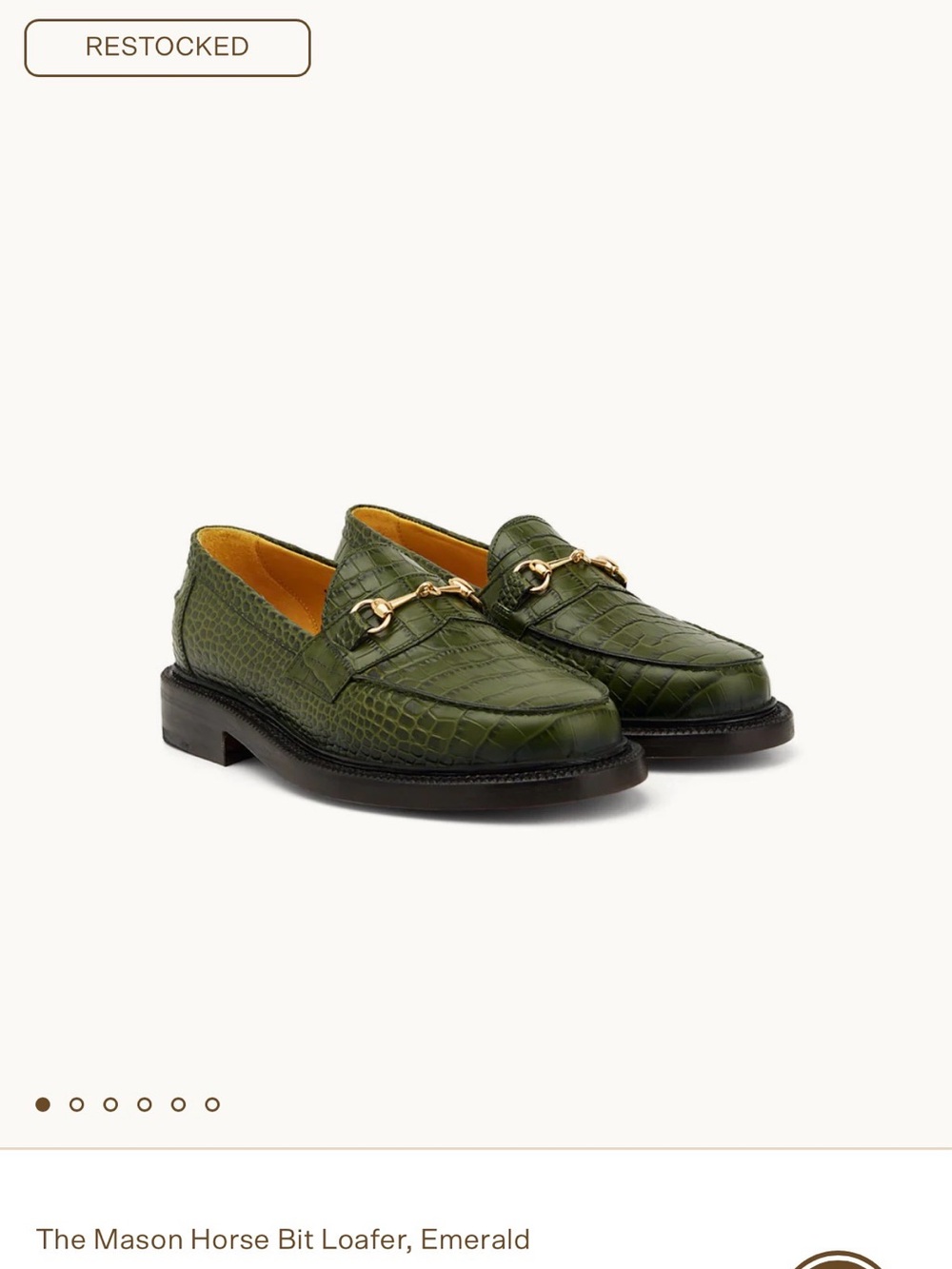 Blackstock & Weber Mason Horse Bit Loafer Emerald Croc-Embossed Leather